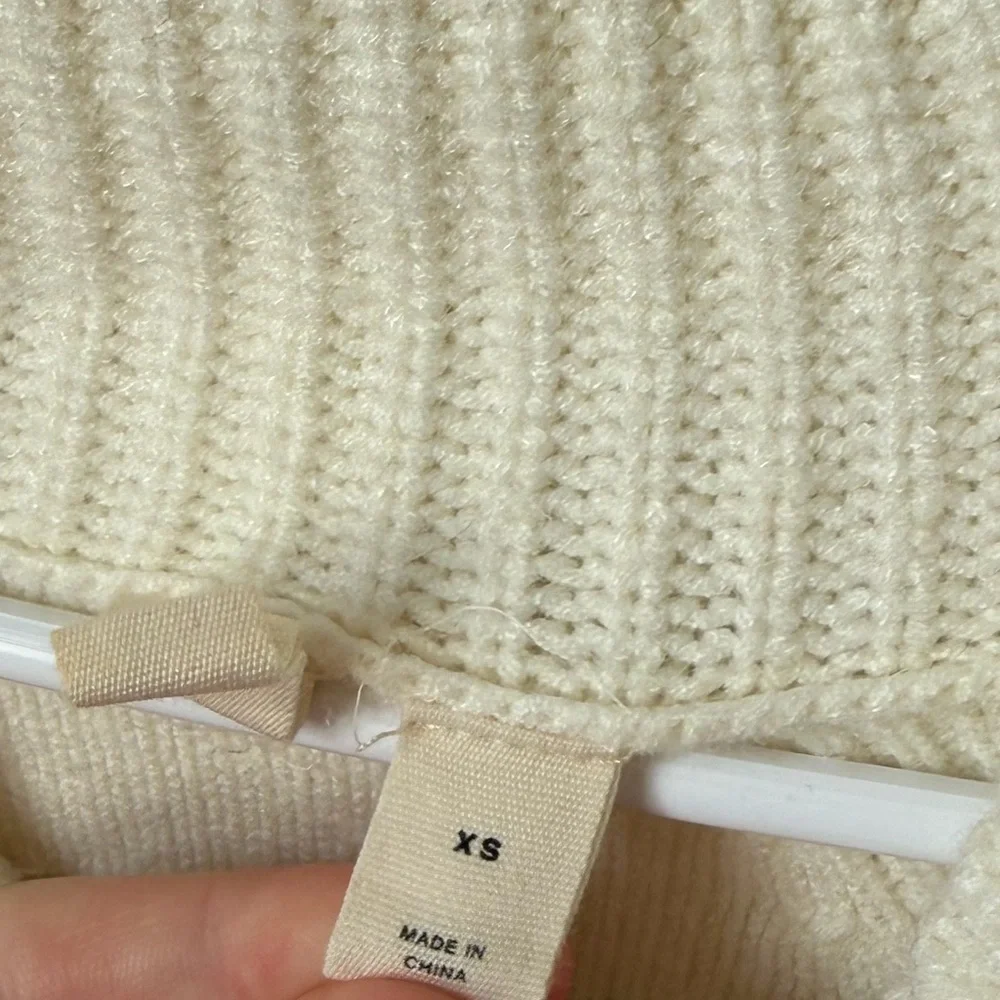 Moth Anthropologie Brenta Cowl Neck Sweater Cream Curved Hem Tunic XS Minimalist - Picture 4 of 7